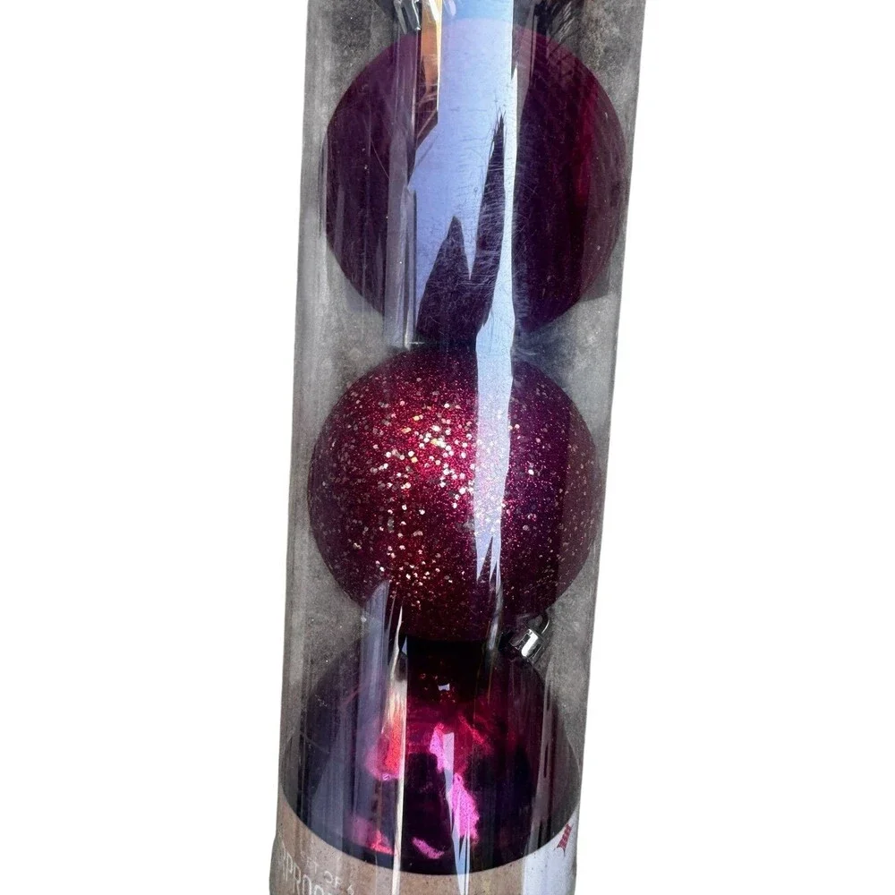 Macy’s holiday Lane burgundy maroon ornaments set 6